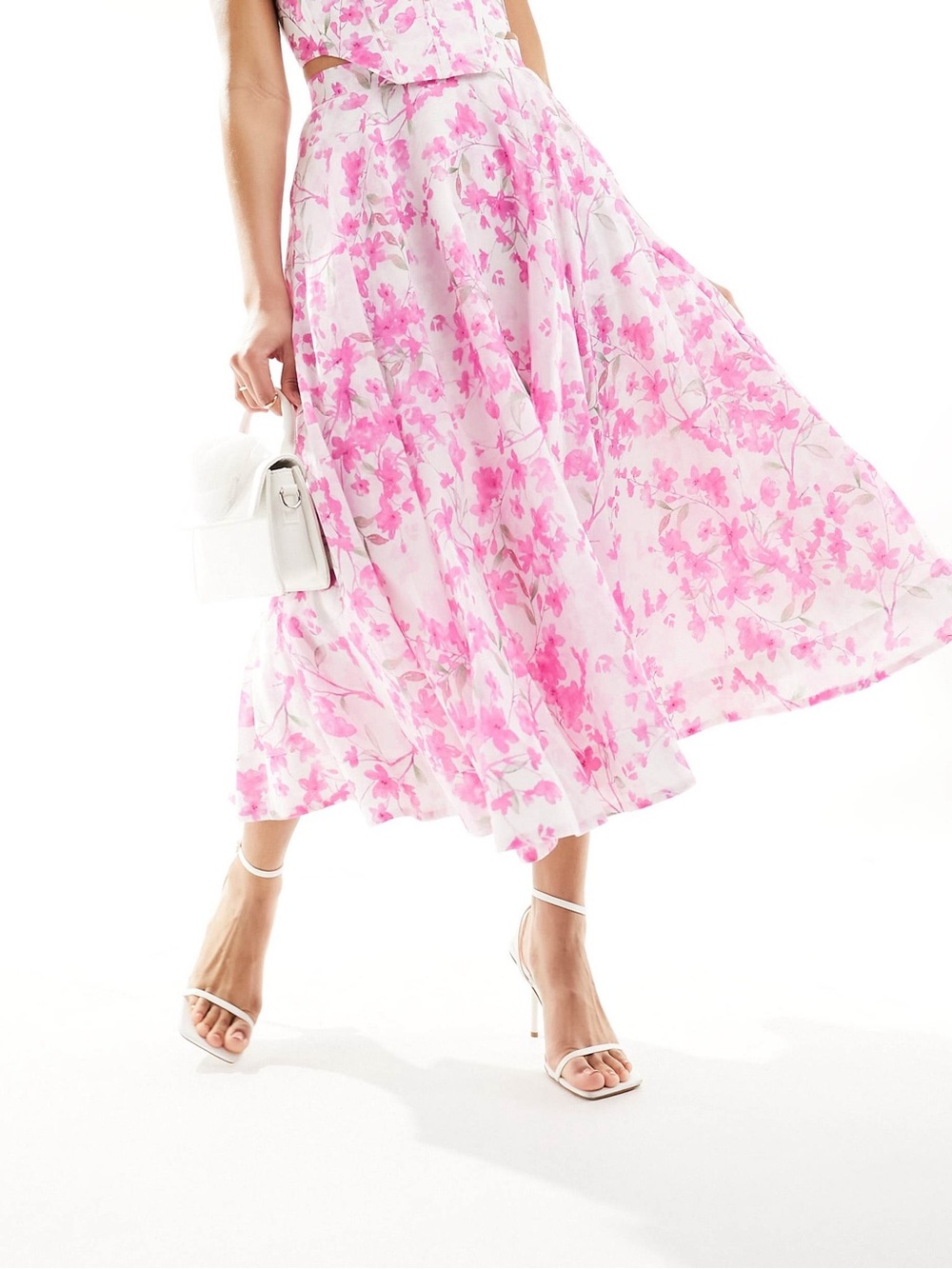 Bardot Mirabelle Midi Skirt in Pink Floral